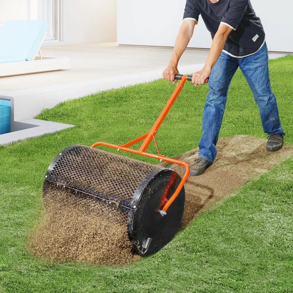 Compost Spreader Peat Moss Spreader,24 In. Roller Lawn Spreader With Height Adjustable T Handle, Steel Spreader, Black 10 Compost Spreader Peat Moss Spreader,24 In. Roller Lawn Spreader With Height Adjustable T Handle, Steel Spreader, Black - Image 8