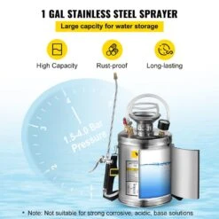 1 Gal. Stainless Steel Sprayer Metal Pump Sprayer With 12 In. Wand, Handle And 3 Ft. Reinforced Hose For Gardening -Patio Furniture Shop vevor pump sprayers pwqbxg4l000000001v0 4f 1000