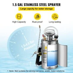 1.5 Gal. Stainless Steel Sprayer Garden Sprayer With Pressure Gauge, Safety Valve, Adjustable Nozzle For Sanitizing 12 1.5 Gal. Stainless Steel Sprayer Garden Sprayer With Pressure Gauge, Safety Valve, Adjustable Nozzle For Sanitizing -Patio Furniture Shop vevor pump sprayers pwqbxg6l000000001v0 4f 1000