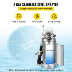 2 Gal. Stainless Steel Sprayer Pump Sprayer With 20 In. Wand, Handle, 3 Ft. Reinforced Hose Suitable For Gardening -Patio Furniture Shop vevor pump sprayers pwqbxg8l000000001v0 4f 1000