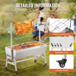 Upgrade Rotisserie Grill, 35 In. 90 Lbs. Capacity, BBQ Whole Charcoal Spit Grill, Electric 42 Watt Motor Roaster -Patio Furniture Shop vevor rotisseries ddxzkj35yccgs1endv1 fa 1000