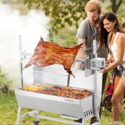 Rotisserie Grill With Windscreen, BBQ Whole Charcoal Spit Grill, 35 In. 90 Lbs. Capacity, Electric 42-Watt Motor Roaster -Patio Furniture Shop vevor rotisseries ddxzkj35ycdbv3y2gv1 31 1000