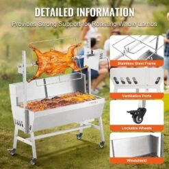 Rotisserie Grill With Windscreen, BBQ Whole Charcoal Spit Grill, 35 In. 90 Lbs. Capacity, Electric 42-Watt Motor Roaster -Patio Furniture Shop vevor rotisseries ddxzkj35ycdbv3y2gv1 fa 1000