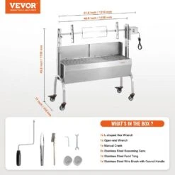 Rotisserie Grill With Windscreen, BBQ Whole Charcoal Spit Grill, 46 In. 132 Lbs. Capacity, Electric 52 Watt Roaster -Patio Furniture Shop vevor rotisseries ddxzkj46inchfxnc2v1 76 1000