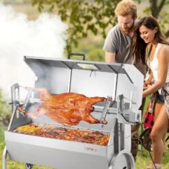 Rotisserie Grill With Hooded Cover, BBQ Whole Charcoal Spit Grill, 46 In. 132 Lbs. Capacity, Electric 52-Watt Roaster 17 Rotisserie Grill With Hooded Cover, BBQ Whole Charcoal Spit Grill, 46 In. 132 Lbs. Capacity, Electric 52-Watt Roaster -Patio Furniture Shop vevor rotisseries ddxzkj46inchfxz3bv1 31 1000