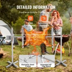 Electric BBQ Rotisserie Grill Kit, 46 In. 90 Lbs. Capacity, Automatic 42 Watt Height Adjustable Universal Stand, Kit -Patio Furniture Shop vevor rotisseries ddxzkj46inchg2dvev1 44 1000