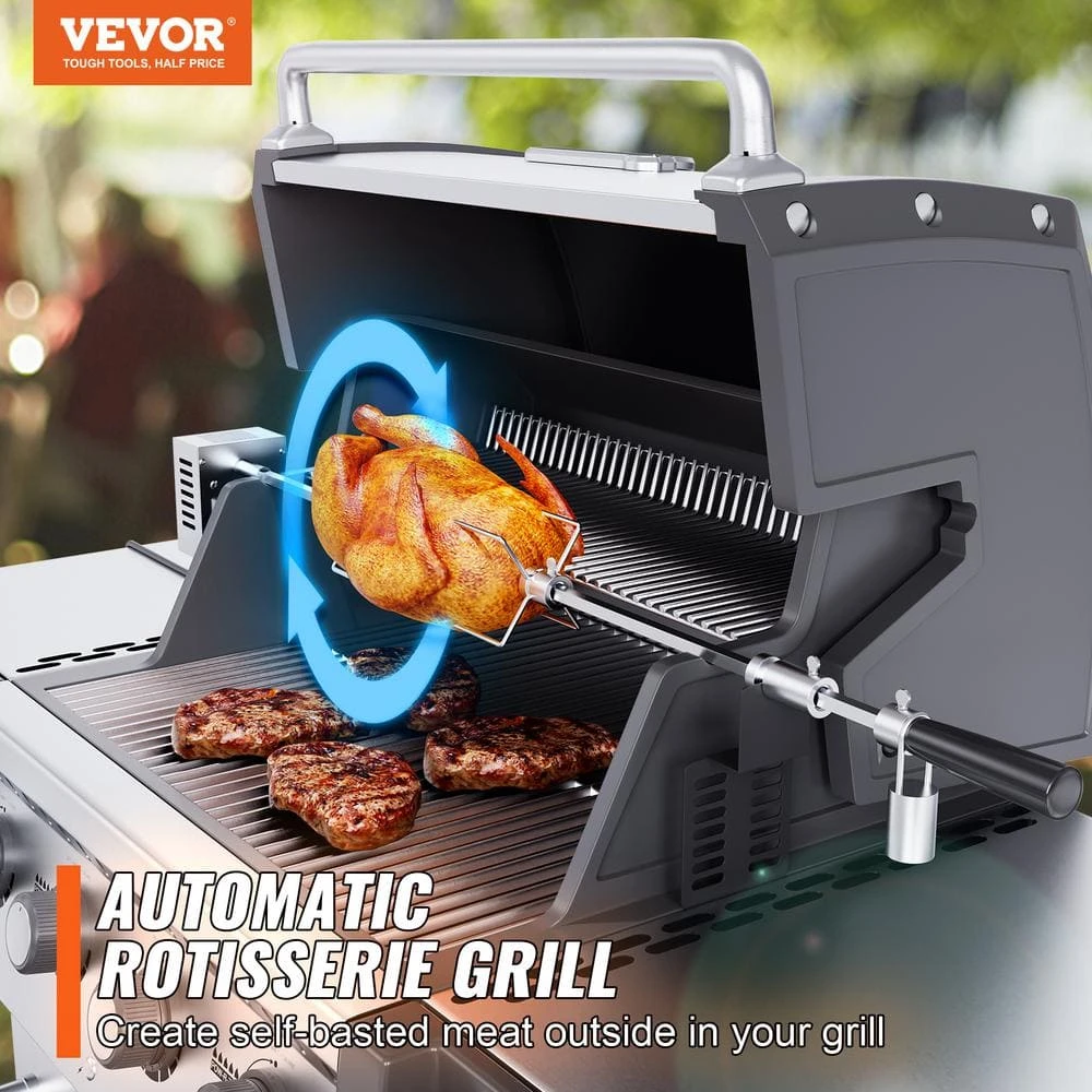Universal Grill Rotisserie Kit For Grills Electric BBQ Grill W/110-Volt 9 W Motor Stainless Steel Automatic Grilling Kit 4 Universal Grill Rotisserie Kit For Grills Electric BBQ Grill W/110-Volt 9 W Motor Stainless Steel Automatic Grilling Kit - Image 2