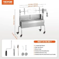 Stainless Steel Rotisserie Grill 46 In. BBQ Hog Rotisserie Roaster With Windscreen Electric Lamb Rotisserie System -Patio Furniture Shop vevor rotisseries hlkd4650w60kg8a4tv1 76 1000