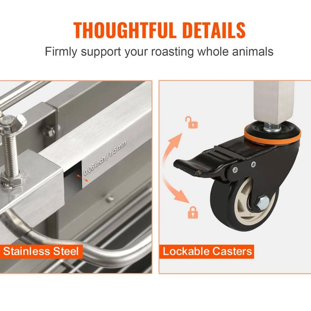 Stainless Steel Rotisserie Grill 46 In. Pig Rotisserie Roaster 50 W Motor Lamb Rotisserie System 7 Stainless Steel Rotisserie Grill 46 In. Pig Rotisserie Roaster 50 W Motor Lamb Rotisserie System - Image 5