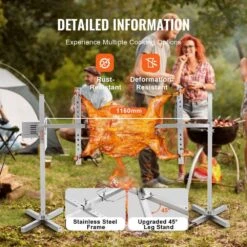 Electric BBQ Rotisserie Grill Kit 46 In. Heavy Duty Grilling Kit With Height Adjustable Universal Roaster Stand -Patio Furniture Shop vevor rotisseries xknn4640w40kgro55v1 44 1000