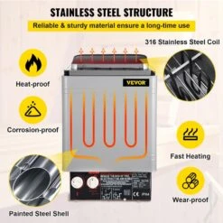 2,000-Watt Sauna Heater 110-Volt -120-Volt Dry Steam Bath Stove With Internal Controller For Spa Sauna Room 12 2,000-Watt Sauna Heater 110-Volt -120-Volt Dry Steam Bath Stove With Internal Controller For Spa Sauna Room -Patio Furniture Shop vevor sauna accessories 2kwwksnl wct120v1v0 4f 1000