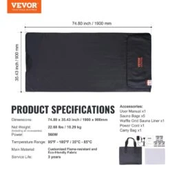 Sauna Blanket For Detoxification 1 To 6 Level Temp 1-Person Indoor Fabric Frame Infrared Sauna 75 In. X 35 In. Sauna Bag 16 Sauna Blanket For Detoxification 1 To 6 Level Temp 1-Person Indoor Fabric Frame Infrared Sauna 75 In. X 35 In. Sauna Bag -Patio Furniture Shop vevor saunas hwsntnjb3575ut4udv1 76 1000