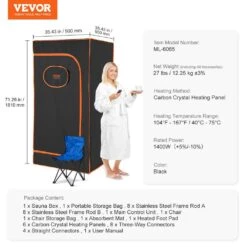 Portable Sauna Tent Full Size 1400-Watt 1-Person Indoor Steel Frame Infrared Sauna With Soothing Infrared Heated Therapy -Patio Furniture Shop vevor saunas yhwbxssn14000f6w8v1 76 1000