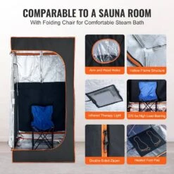 Portable Sauna Tent Full Size 1400-Watt 1-Person Indoor Steel Frame Infrared Sauna With Soothing Infrared Heated Therapy -Patio Furniture Shop vevor saunas yhwbxssn14000f6w8v1 fa 1000