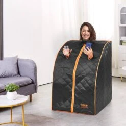 Portable Sauna Tent 1-Person Indoor Metal Frame Material Infrared Sauna 1050-Watt With Foldable Chair Storage Bag -Patio Furniture Shop vevor saunas yhwbxssnbss1zhs9bv1 31 1000
