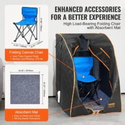 Portable Sauna Tent 1-Person Indoor Metal Frame Material Infrared Sauna 1050-Watt With Foldable Chair Storage Bag -Patio Furniture Shop vevor saunas yhwbxssnbss1zhs9bv1 44 1000