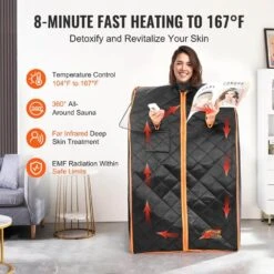 Portable Sauna Tent 1-Person Indoor Metal Frame Material Infrared Sauna 1050-Watt With Foldable Chair Storage Bag -Patio Furniture Shop vevor saunas yhwbxssnbss1zhs9bv1 4f 1000