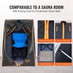 Portable Sauna Tent 1-Person Indoor Metal Frame Material Infrared Sauna 1050-Watt With Foldable Chair Storage Bag -Patio Furniture Shop vevor saunas yhwbxssnbss1zhs9bv1 fa 1000