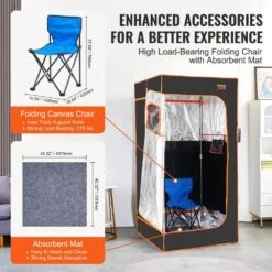 Portable Sauna Tent,1400 Watt Personal Sauna Kit For Home Spa,Time & Temperature Remote Control, Black -Patio Furniture Shop vevor saunas yhwbxssnqccs9jzufv1 44 1000