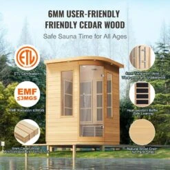 Far Infrared Wooden Sauna 2-Person Indoor Hemlock Sauna Room Home Low EMF Far Infrared Sauna With Tempered Glass Door -Patio Furniture Shop vevor saunas yhwmzsnf2rtsm1k2ev1 44 1000