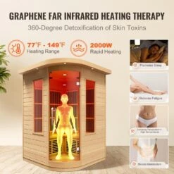 Far Infrared Wooden Sauna 2-Person Indoor Hemlock Sauna Room Home Low EMF Far Infrared Sauna With Tempered Glass Door -Patio Furniture Shop vevor saunas yhwmzsnf2rtsm1k2ev1 4f 1000