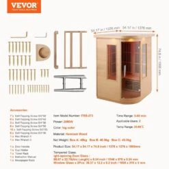 Far Infrared Wooden Sauna 2-Person Indoor Hemlock Sauna Room Home Low EMF Far Infrared Sauna With Tempered Glass Door -Patio Furniture Shop vevor saunas yhwmzsnf2rtsm1k2ev1 76 1000