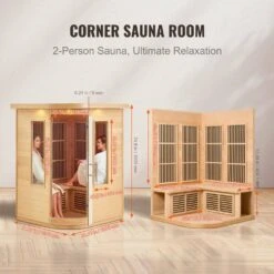 Far Infrared Wooden Sauna 2-Person Indoor Hemlock Sauna Room Home Low EMF Far Infrared Sauna With Tempered Glass Door -Patio Furniture Shop vevor saunas yhwmzsnf2rtsm1k2ev1 fa 1000