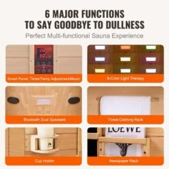 Far Infrared Wooden Sauna 2-Person Indoor Hemlock Room Home Spa Low EMF Far Infrared Sauna With Tempered Glass Door -Patio Furniture Shop vevor saunas yhwmzsnf2rtsr6juxv1 1f 1000