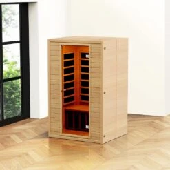 Far Infrared Wooden Sauna 2-Person Indoor Hemlock Room Home Spa Low EMF Far Infrared Sauna With Tempered Glass Door -Patio Furniture Shop vevor saunas yhwmzsnf2rtsr6juxv1 31 1000