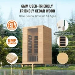 Far Infrared Wooden Sauna 2-Person Indoor Hemlock Room Home Spa Low EMF Far Infrared Sauna With Tempered Glass Door -Patio Furniture Shop vevor saunas yhwmzsnf2rtsr6juxv1 44 1000