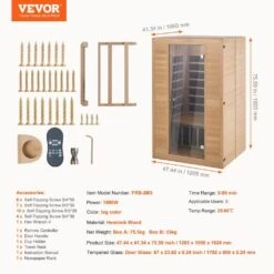 Far Infrared Wooden Sauna 2-Person Indoor Hemlock Room Home Spa Low EMF Far Infrared Sauna With Tempered Glass Door -Patio Furniture Shop vevor saunas yhwmzsnf2rtsr6juxv1 76 1000