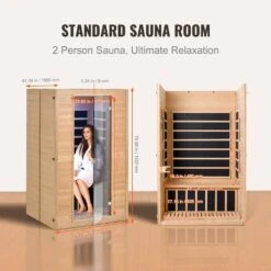 Far Infrared Wooden Sauna 2-Person Indoor Hemlock Room Home Spa Low EMF Far Infrared Sauna With Tempered Glass Door -Patio Furniture Shop vevor saunas yhwmzsnf2rtsr6juxv1 fa 1000