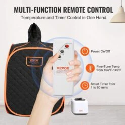 Portable Personal Steam Sauna Spa Tent 1000-Watt 1-Person Indoor Steel Frame Infrared Sauna With Foldable Chair Sauna -Patio Furniture Shop vevor saunas zqbxssn1000w6f5fmv1 44 1000