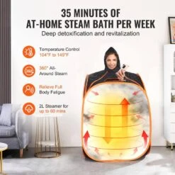 Portable Personal Steam Sauna Spa Tent 1000-Watt 1-Person Indoor Steel Frame Infrared Sauna With Foldable Chair Sauna -Patio Furniture Shop vevor saunas zqbxssn1000w6f5fmv1 4f 1000