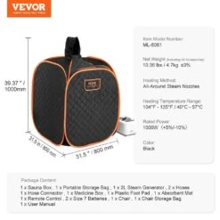 Portable Personal Steam Sauna Spa Tent 1000-Watt 1-Person Indoor Steel Frame Infrared Sauna With Foldable Chair Sauna -Patio Furniture Shop vevor saunas zqbxssn1000w6f5fmv1 76 1000