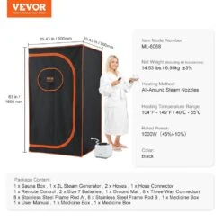Portable Steam Sauna Tent 1000-Watt 1-Person Indoor Steel Frame Infrared Sauna With Chair Soothing Heated Body Therapy -Patio Furniture Shop vevor saunas zqbxssn1000wmzkjrv1 76 1000