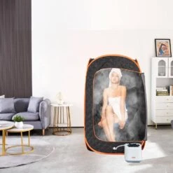 Compact Portable Steam Sauna Tent 1000-Watt 1-Person Indoor Steel Frame Infrared Sauna With Chair For Home Relaxation -Patio Furniture Shop vevor saunas zqbxssn1000wzkowov1 31 1000