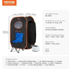 Compact Portable Steam Sauna Tent 1000-Watt 1-Person Indoor Steel Frame Infrared Sauna With Chair For Home Relaxation -Patio Furniture Shop vevor saunas zqbxssn1000wzkowov1 76 1000