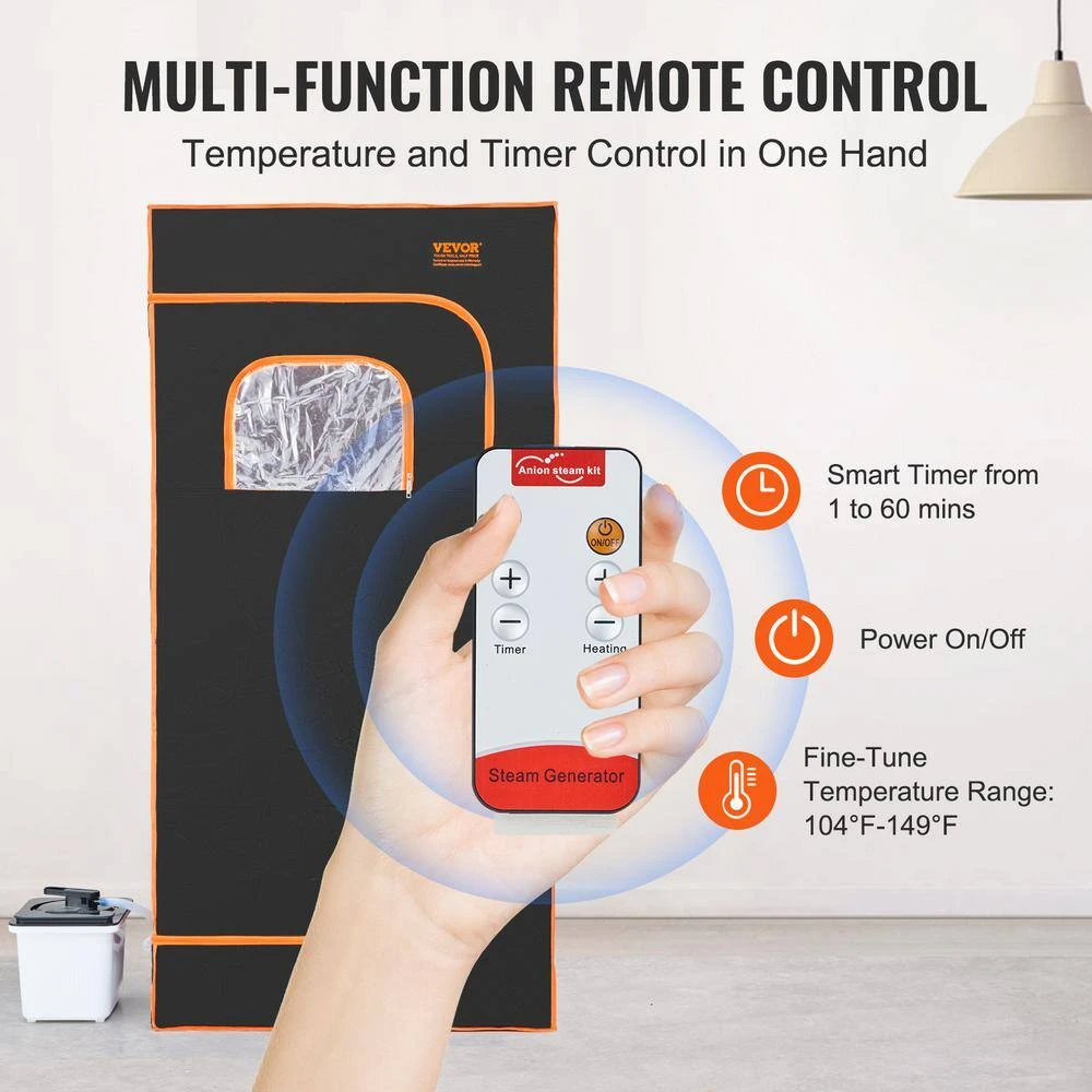 Portable Steam Sauna Tent 1-Person Indoor Metal Frame Material Portable Sauna 1600-Watt With Visible Window, Black 7 Portable Steam Sauna Tent 1-Person Indoor Metal Frame Material Portable Sauna 1600-Watt With Visible Window, Black - Image 5