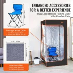 Portable Steam Sauna Tent 1-Person Indoor Metal Frame Material Portable Sauna 1600-Watt With Visible Window, Black 14 Portable Steam Sauna Tent 1-Person Indoor Metal Frame Material Portable Sauna 1600-Watt With Visible Window, Black -Patio Furniture Shop vevor saunas zqbxssn1600w7nbqqv1 fa 1000