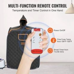 Portable Steam Sauna Tent 1-Person Indoor Metal Frame Material Portable Sauna 1200-Watt With Chair And Storage Bag Black -Patio Furniture Shop vevor saunas zqbxssnbss10kt48lv1 44 1000