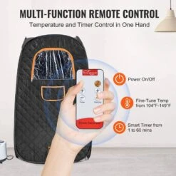 Compact Portable Steam Sauna Tent 1-Person Indoor Metal Frame Material Portable Sauna 1200-Watt With Chair Storage Bag -Patio Furniture Shop vevor saunas zqbxssnjcs10gt3xtv1 1f 1000