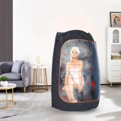Compact Portable Steam Sauna Tent 1-Person Indoor Metal Frame Material Portable Sauna 1200-Watt With Chair Storage Bag -Patio Furniture Shop vevor saunas zqbxssnjcs10gt3xtv1 31 1000
