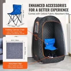 Compact Portable Steam Sauna Tent 1-Person Indoor Metal Frame Material Portable Sauna 1200-Watt With Chair Storage Bag -Patio Furniture Shop vevor saunas zqbxssnjcs10gt3xtv1 44 1000
