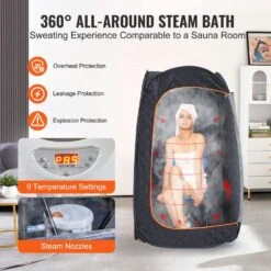 Compact Portable Steam Sauna Tent 1-Person Indoor Metal Frame Material Portable Sauna 1200-Watt With Chair Storage Bag -Patio Furniture Shop vevor saunas zqbxssnjcs10gt3xtv1 4f 1000