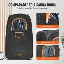 Compact Portable Steam Sauna Tent 1-Person Indoor Metal Frame Material Portable Sauna 1200-Watt With Chair Storage Bag -Patio Furniture Shop vevor saunas zqbxssnjcs10gt3xtv1 fa 1000