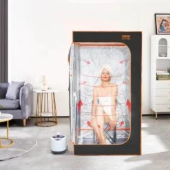 Portable Steam Sauna Tent 1-Person Indoor Metal Frame Material Portable Sauna 1200-Watt With Visible Window, Black -Patio Furniture Shop vevor saunas zqbxssnqccs14e7q1v1 31 1000