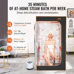 Portable Steam Sauna Tent 1-Person Indoor Metal Frame Material Portable Sauna 1200-Watt With Visible Window, Black -Patio Furniture Shop vevor saunas zqbxssnqccs14e7q1v1 4f 1000