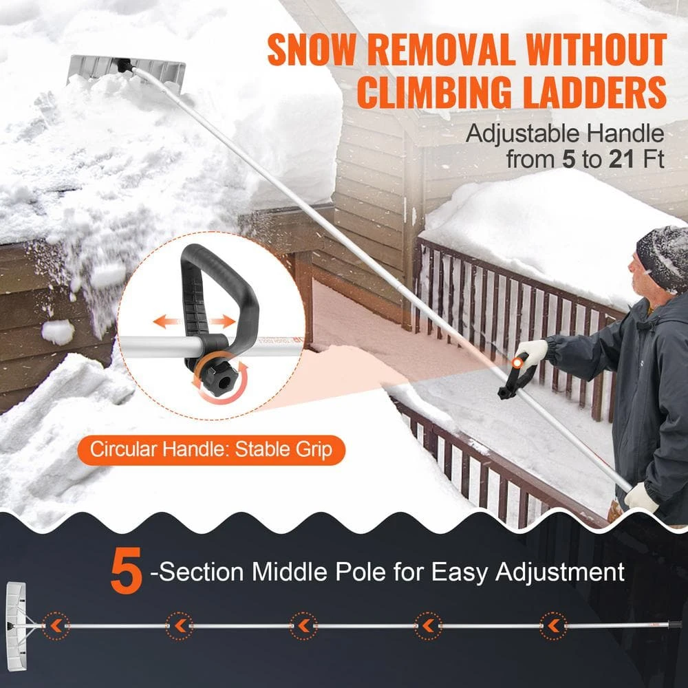 Snow Roof Rake 25 In. Blade Snow Removal Tool 21 Ft. Reach Aluminium Roof Shovel Roll Wheels Snow Blowers 5 Snow Roof Rake 25 In. Blade Snow Removal Tool 21 Ft. Reach Aluminium Roof Shovel Roll Wheels Snow Blowers - Image 4
