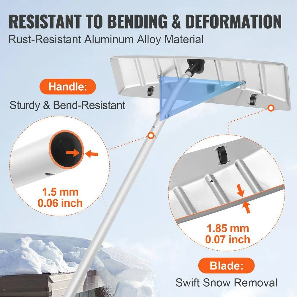 Snow Roof Rake 25 In. Blade Snow Removal Tool 21 Ft. Reach Aluminium Roof Shovel Roll Wheels Snow Blowers 4 Snow Roof Rake 25 In. Blade Snow Removal Tool 21 Ft. Reach Aluminium Roof Shovel Roll Wheels Snow Blowers - Image 3